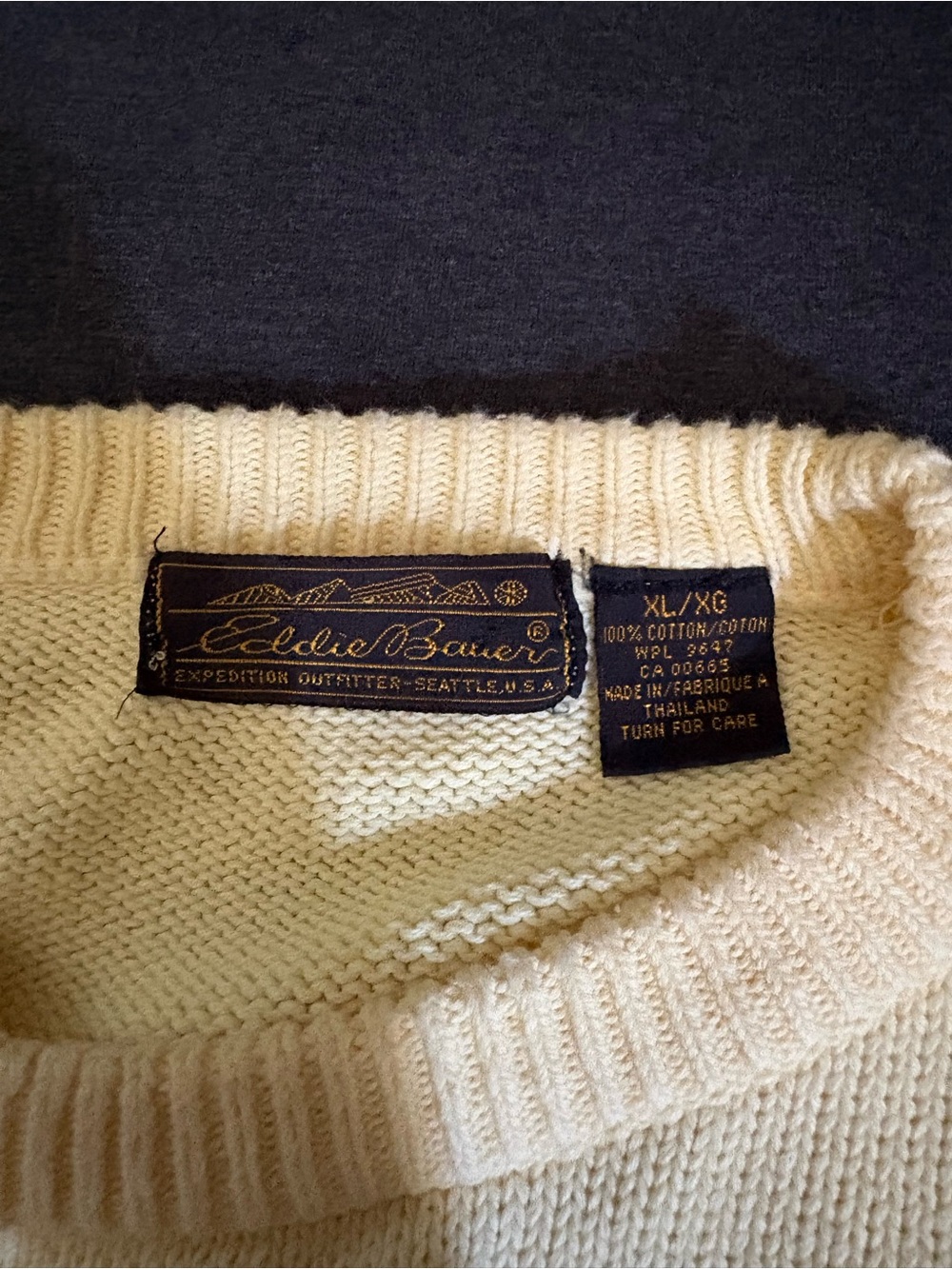 Eddie Bauer Men's Cream Crewneck Sweater - Picture 2 of 2